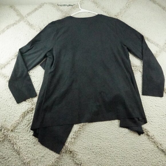 Soft Surroundings Ultra Soft Cardigan Womens Black Large Faux Suede Wrap - Picture 10 of 11